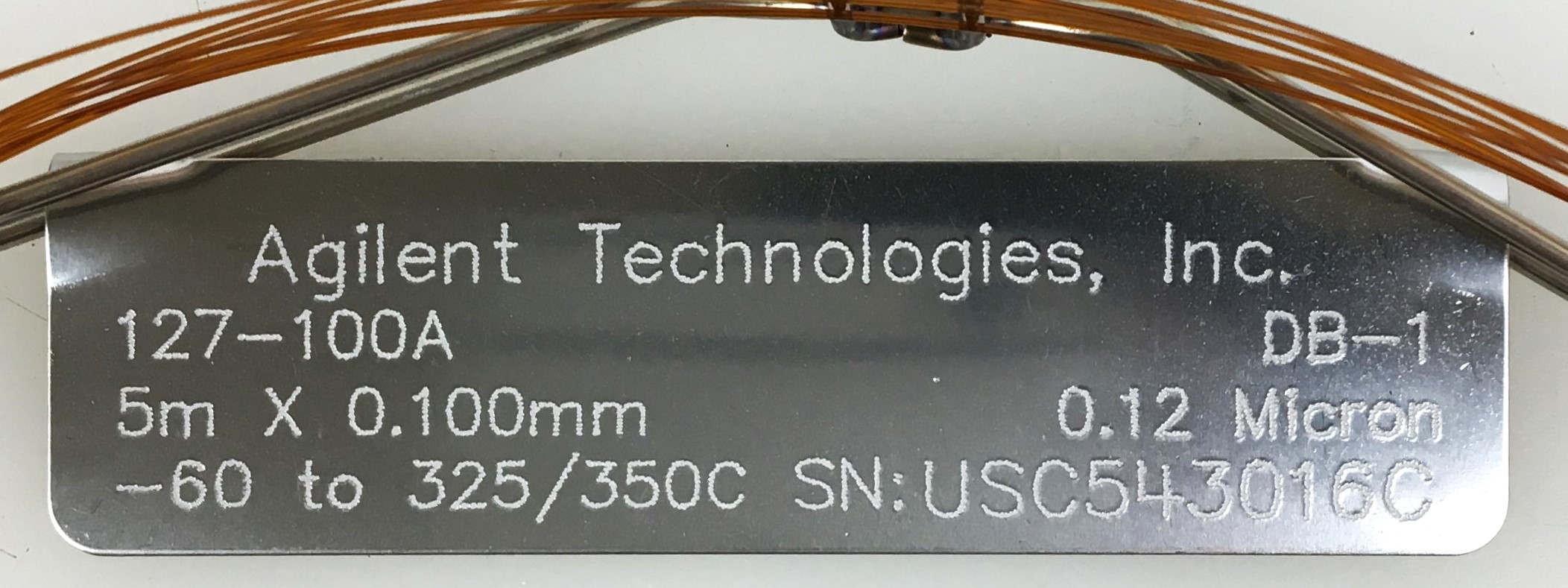 Used Agilent DB-1 (127-100A) Capillary Column (5M × 0.10mm x 0.12µm)