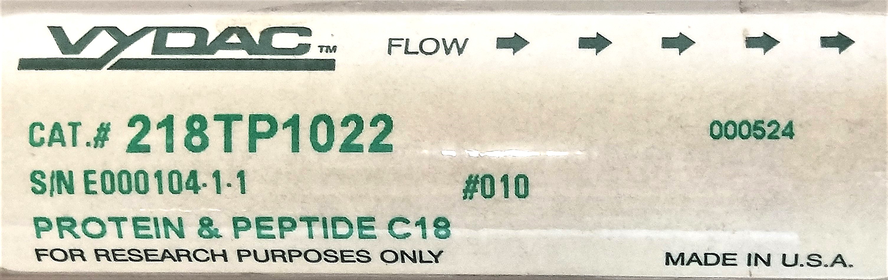 Used Vydac 218TP1022 C18 Preparative HPLC Column (25 cm × 22 mm x 10µm)