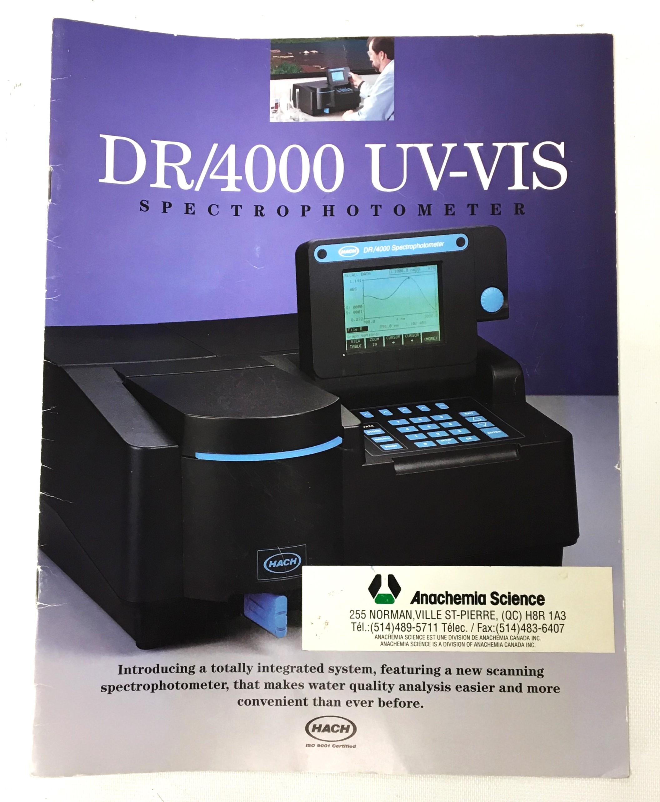 Used Hach DR/4000U Scanning, UV-Visible Spectrophotometer with Accessories (190 to 1100nm)