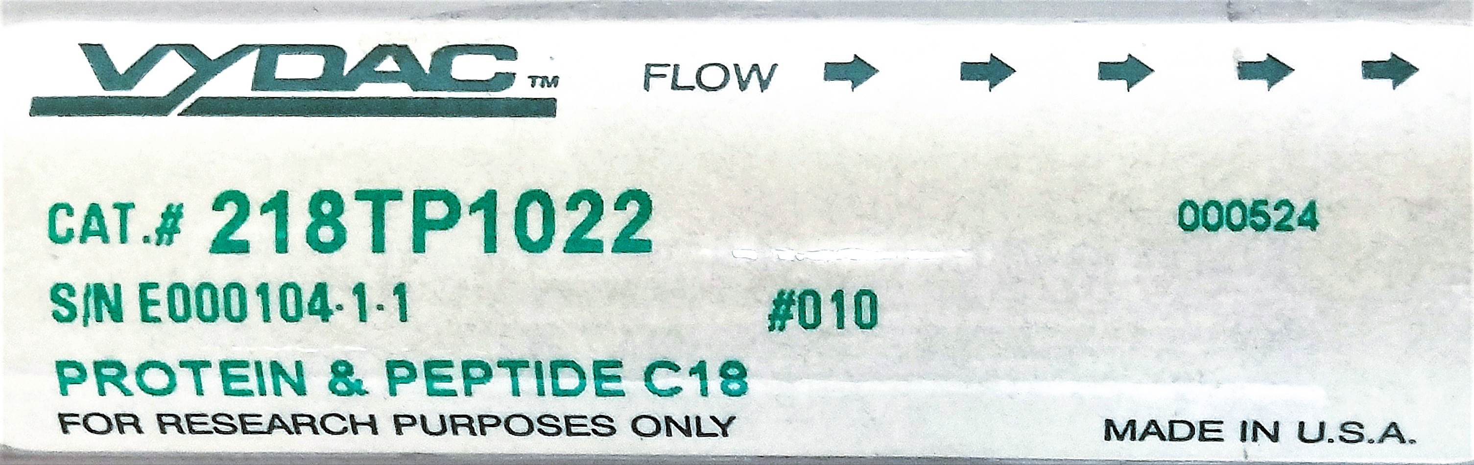 Used Vydac 218TP1022 C18 Preparative LC Column (25 cm × 22 mm x 10µm)