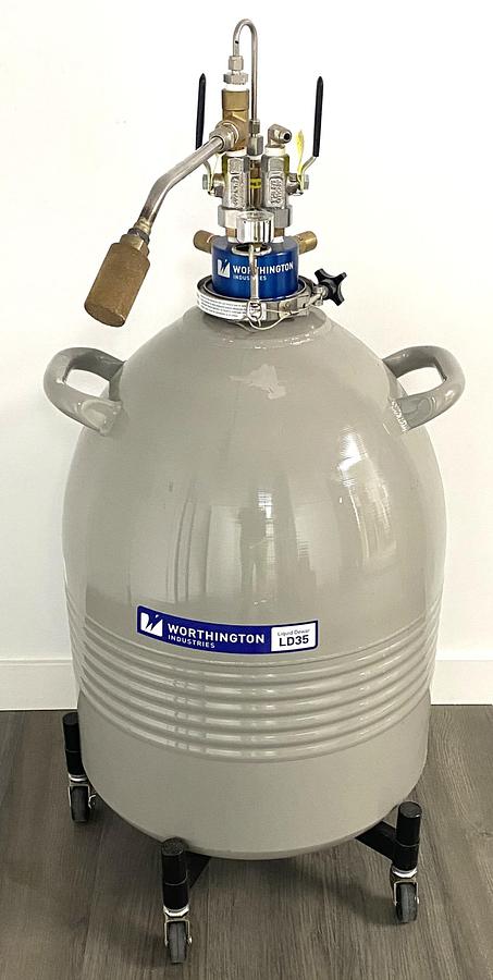 Used Worthington Industries LD35 liquid nitrogen dewar / cryogenic storage tank 35L