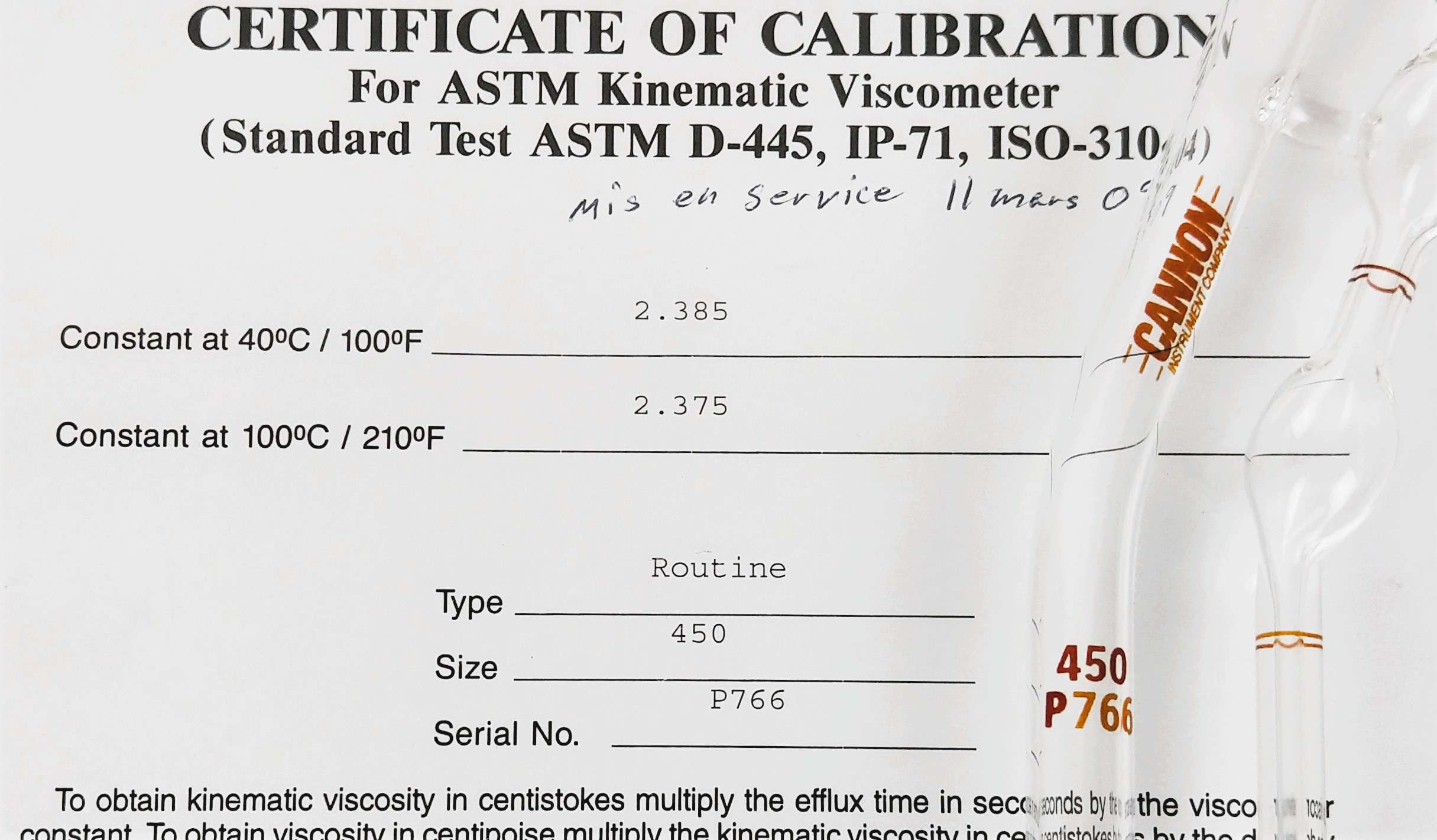 New Open Box Cannon-Fenske CFRC-450 Certified Routine Viscometer Tube (Size 450)