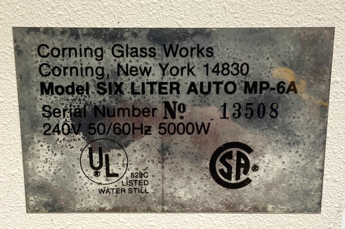 Used Corning Auto MP-6A Water Still (6L/hr)