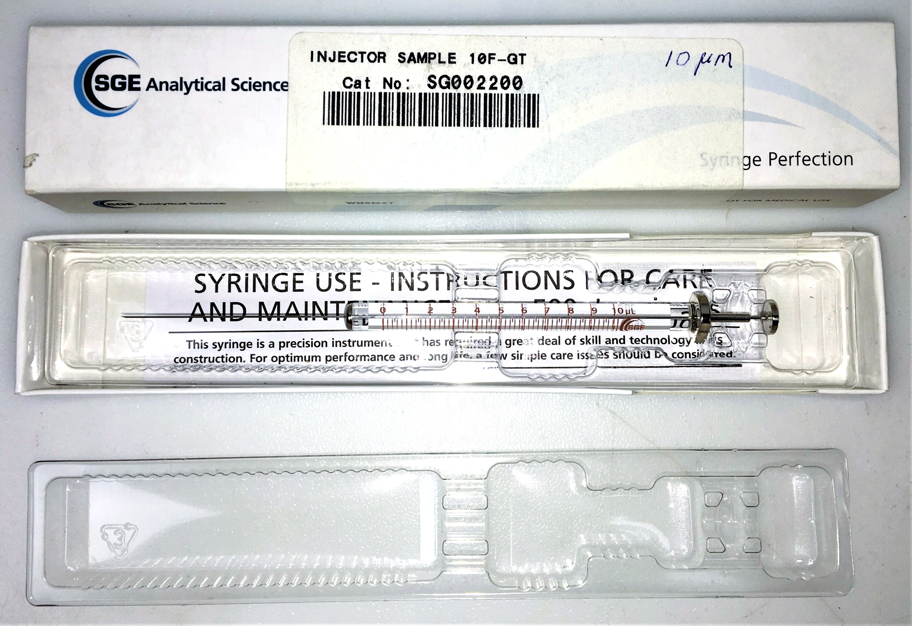 New Open Box SGE 10F-GT (002200) GasTight Injection Syringe (10μL)