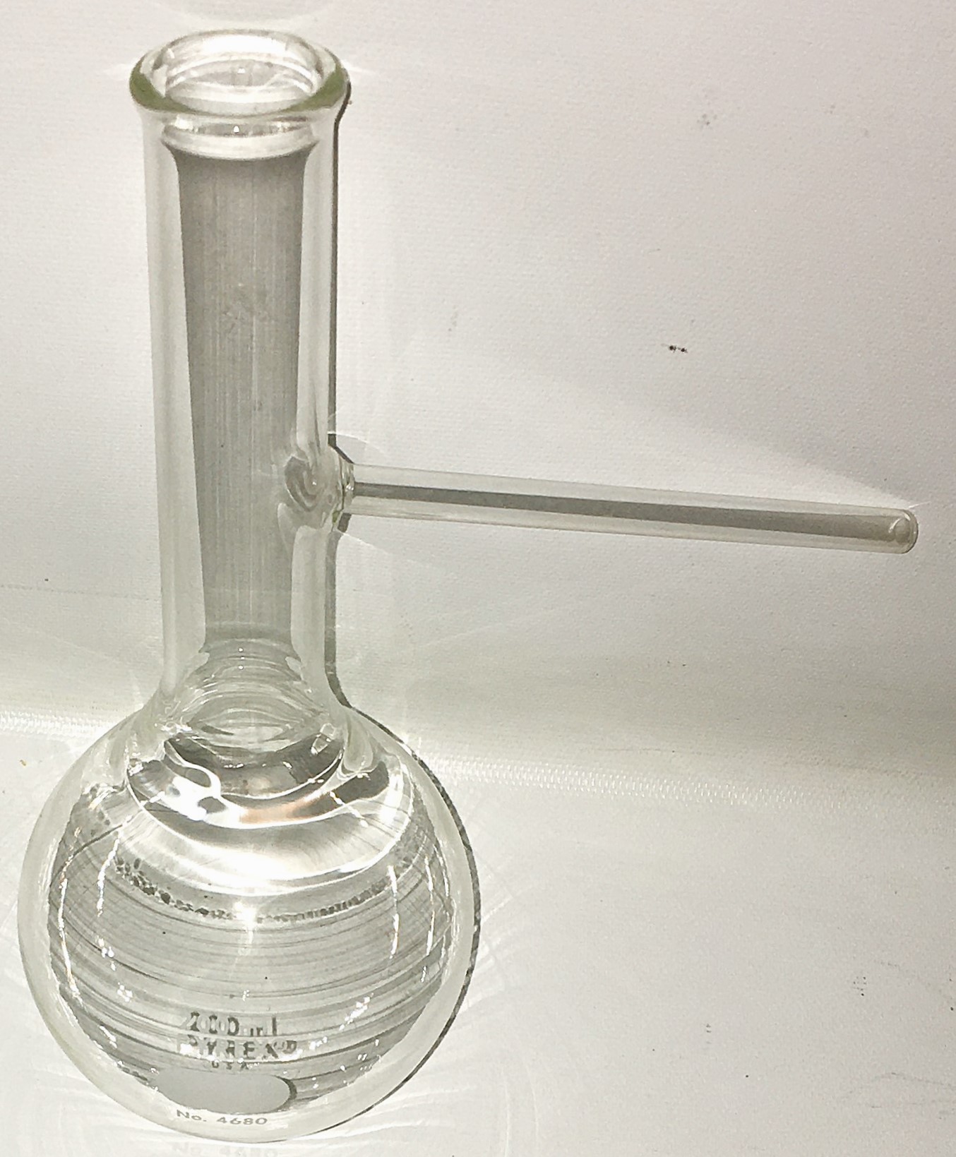 Used Corning PYREX 4680-200mL Barrett Distilling Flask with Sidearm