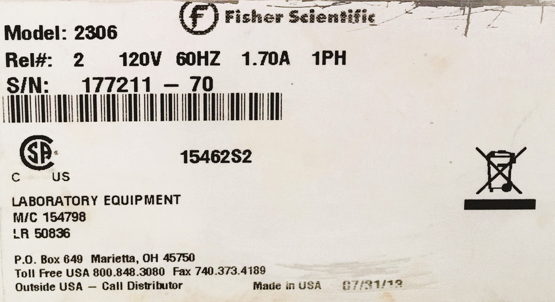 Used Fisher Isotemp 2306 Water Bath (2L)