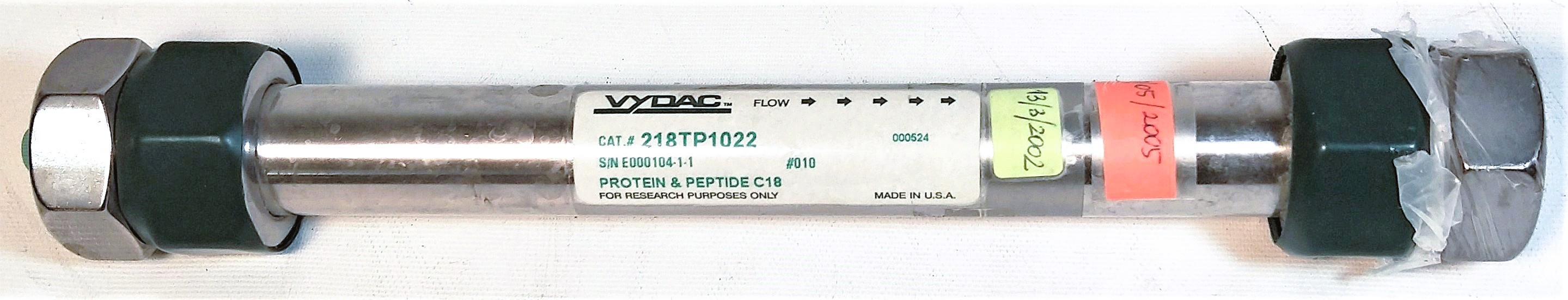 Used Vydac 218TP1022 C18 Preparative LC Column (25 cm × 22 mm x 10µm)