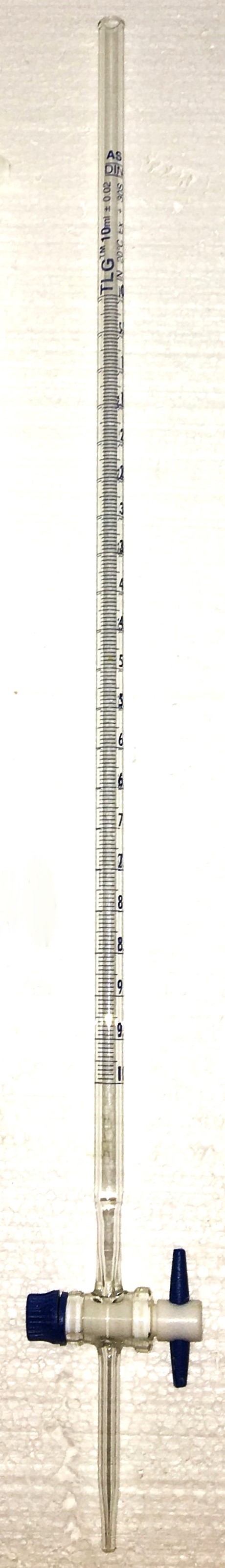 Used Corning PYREX 2103 (and Equivalent) Class A 10mL Straight Bore MicroBuret