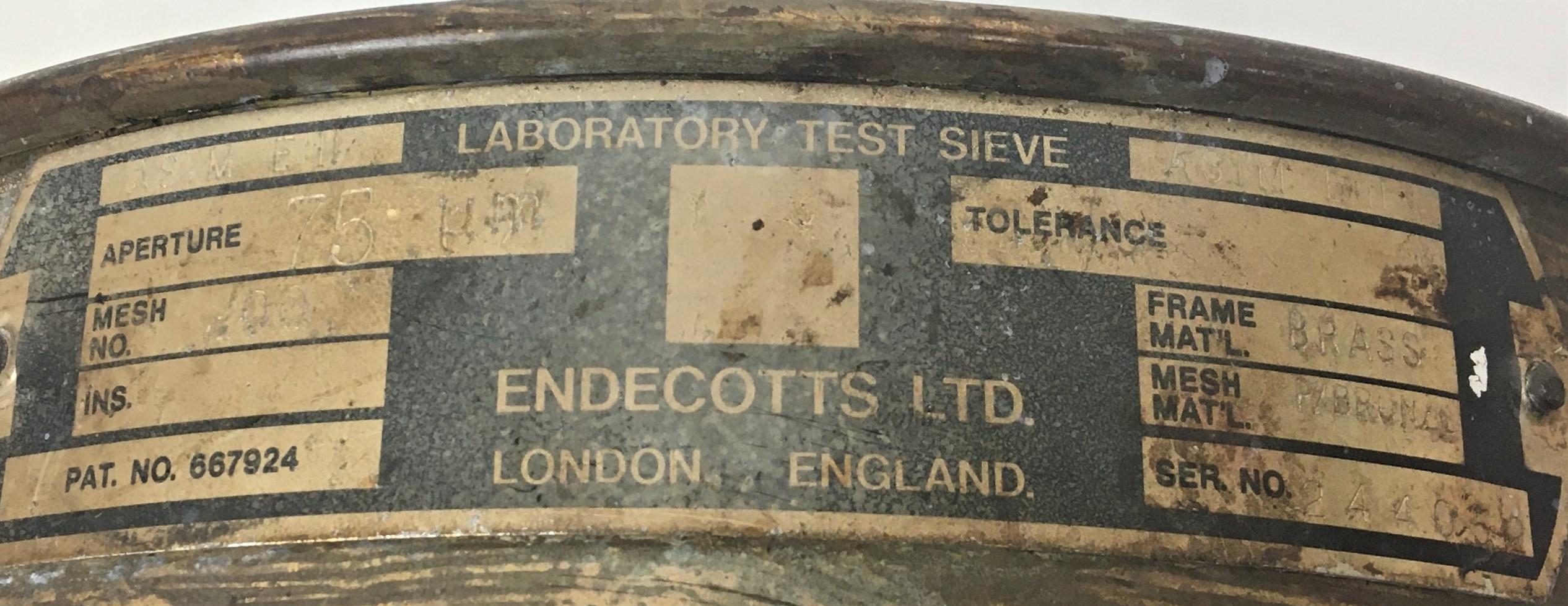 Used Endecotts #200 Brass-Bronze 8" Extra-Depth Sieve (75μm)