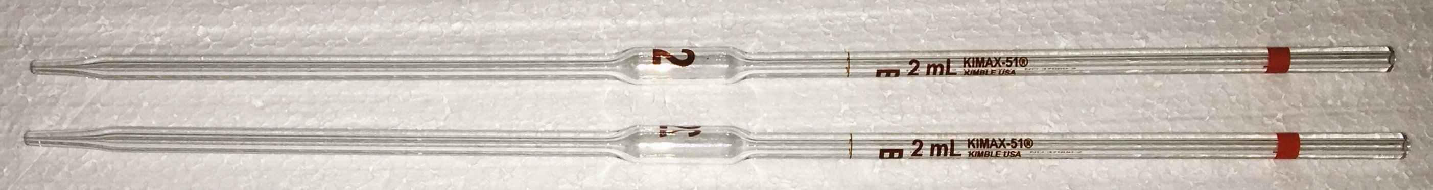 New Open Box Kimble 37000-2 KIMAX Class B 2mL Volumetric Pipet