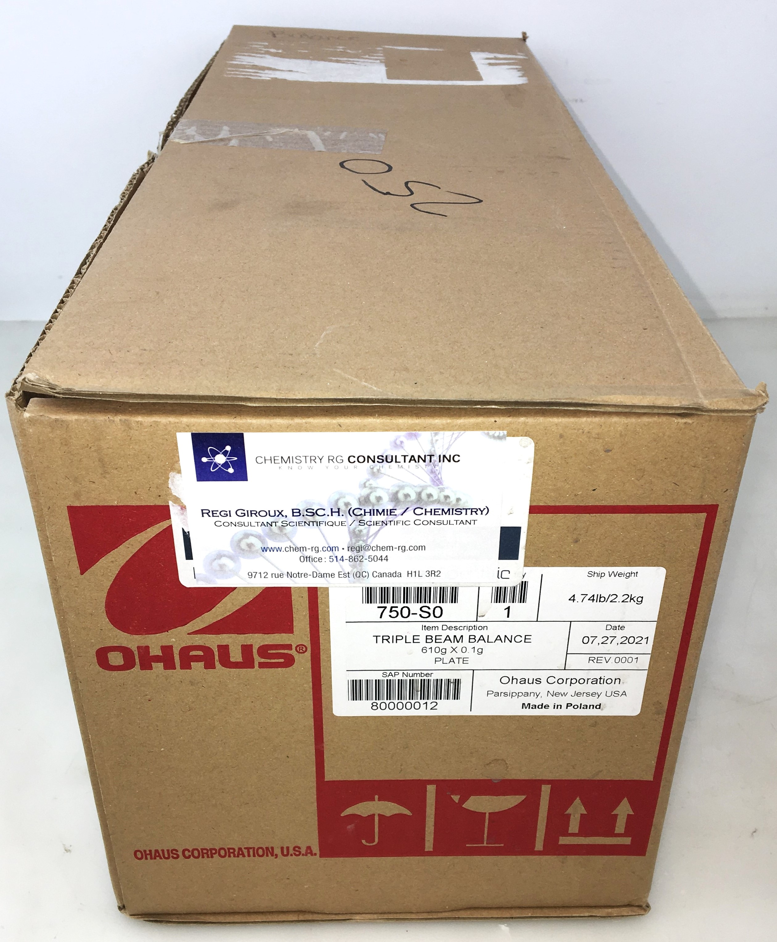 New Open Box Ohaus 700-800 Series Triple Beam Balance (610g x 0.1g)
