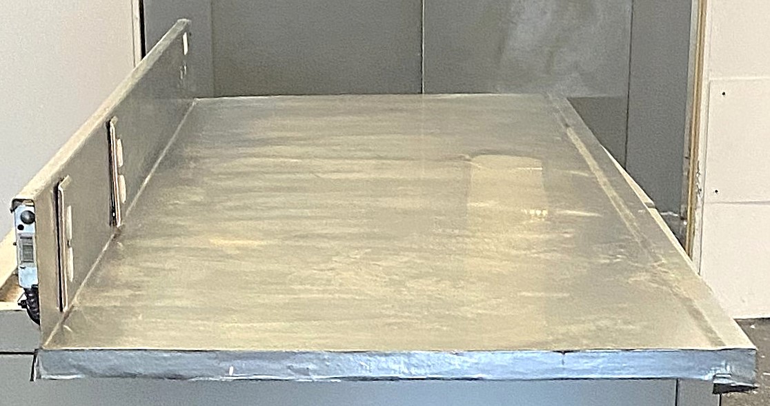 Used Stainless Steel Dished Worksurface with Electrical Outlets and Backsplash (6-ft)