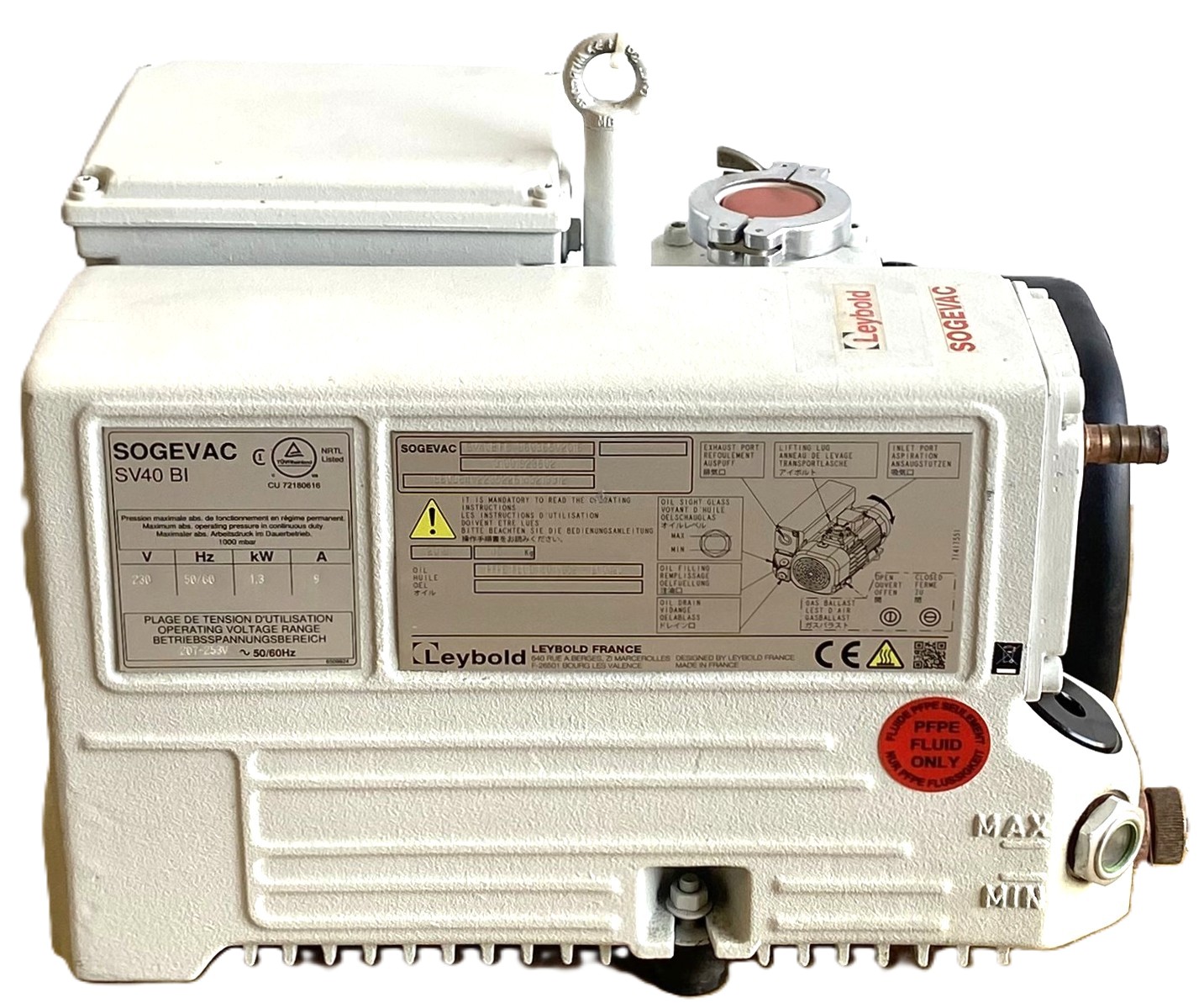 Used Leybold Sogevac SV40 BIFC Rotary Vacuum Pump (22.7-27.7 cfm)
