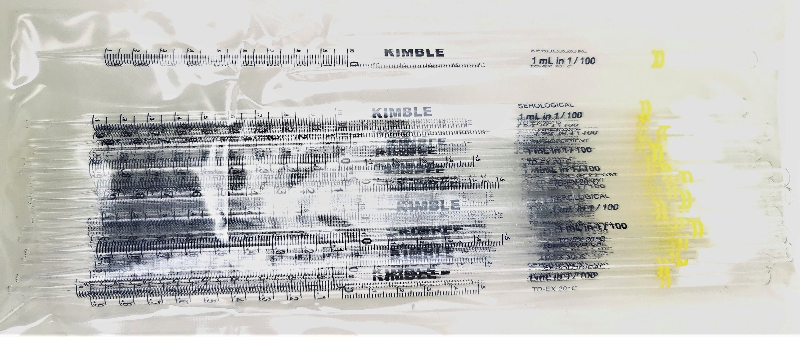 New Kimble 72100-11100 KIMAX Disposable Serological Pipet - 1mL in 1/100 (Pack of 25)