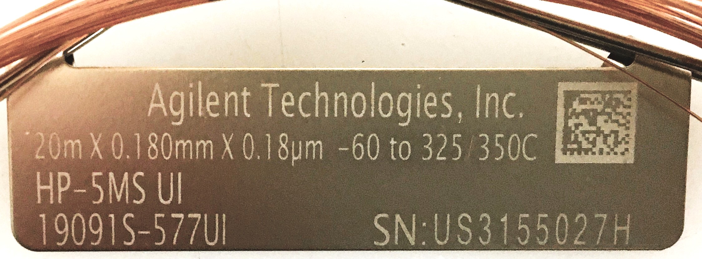 Used Agilent HP-5MS UI (19091S-577UI) Capillary Column (20M x 0.18mm x 0.18µm)