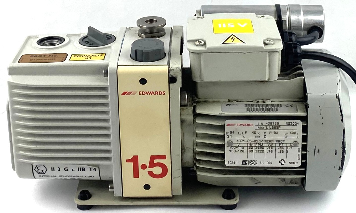 Used Edwards E2M1.5 (Agilent G1099-80023) Rotary Vacuum Pump (1.2cfm)