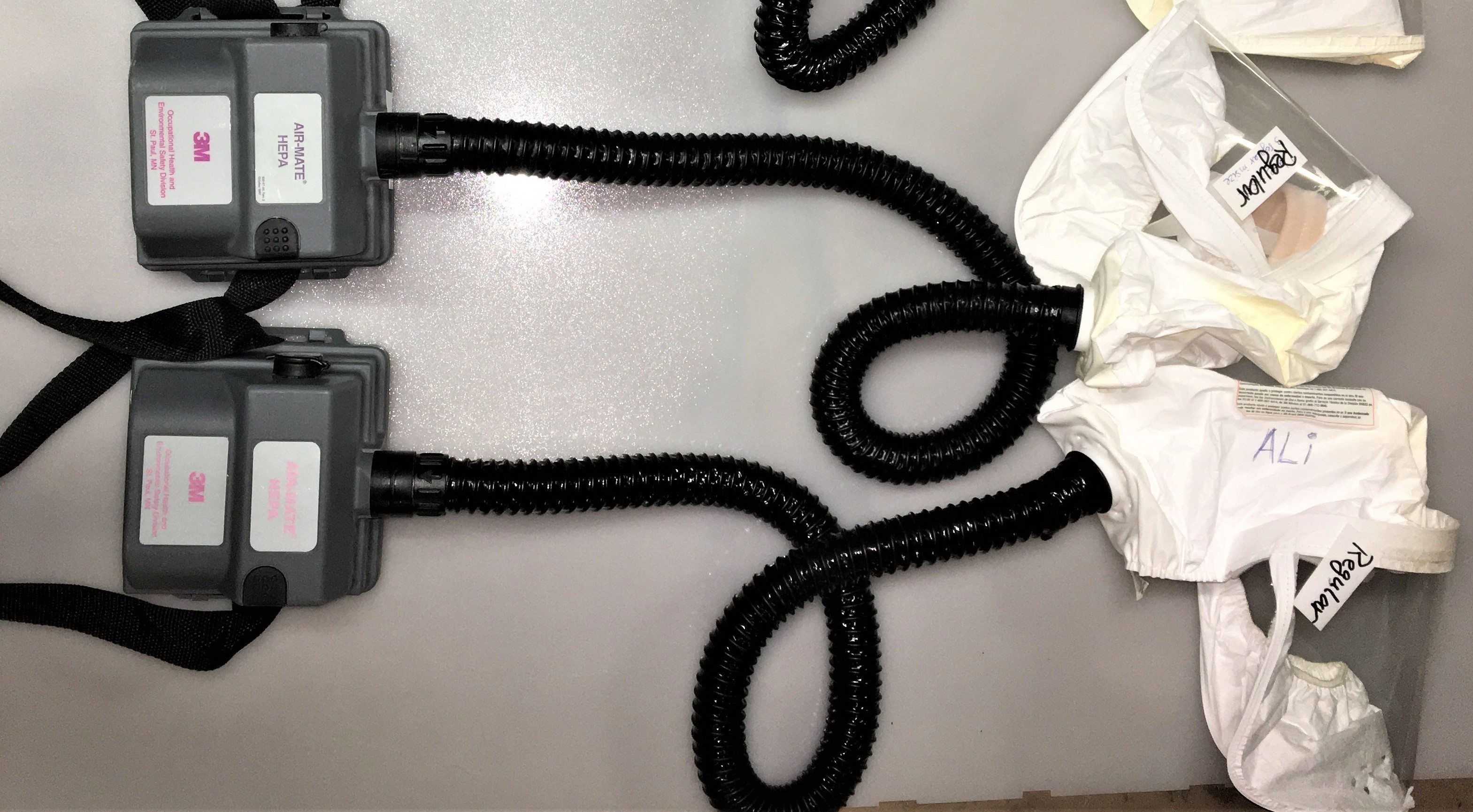 Used 3M Air-Mate HEPA Respirator (PAPR) Unit with Head Cover (Regular Size)