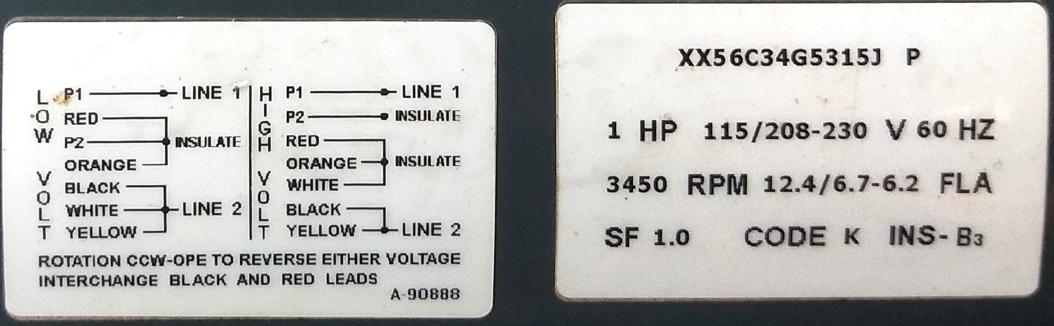Used Marathon KQJ 56C34G5315J Hazardous Location Motor (1HP)