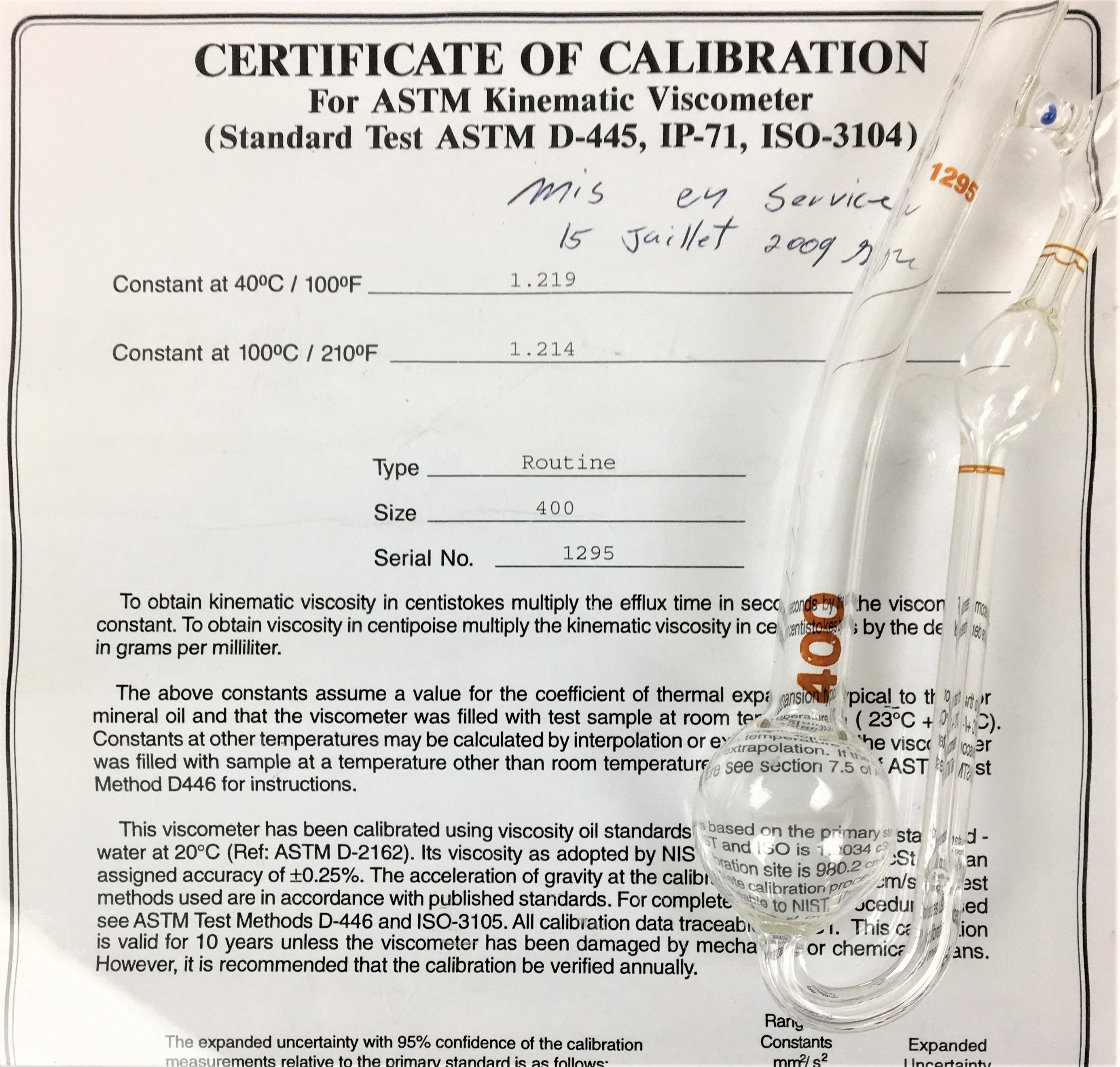 New Open Box Cannon-Fenske CFRC-400 Certified Routine Viscometer Tube - Size 400