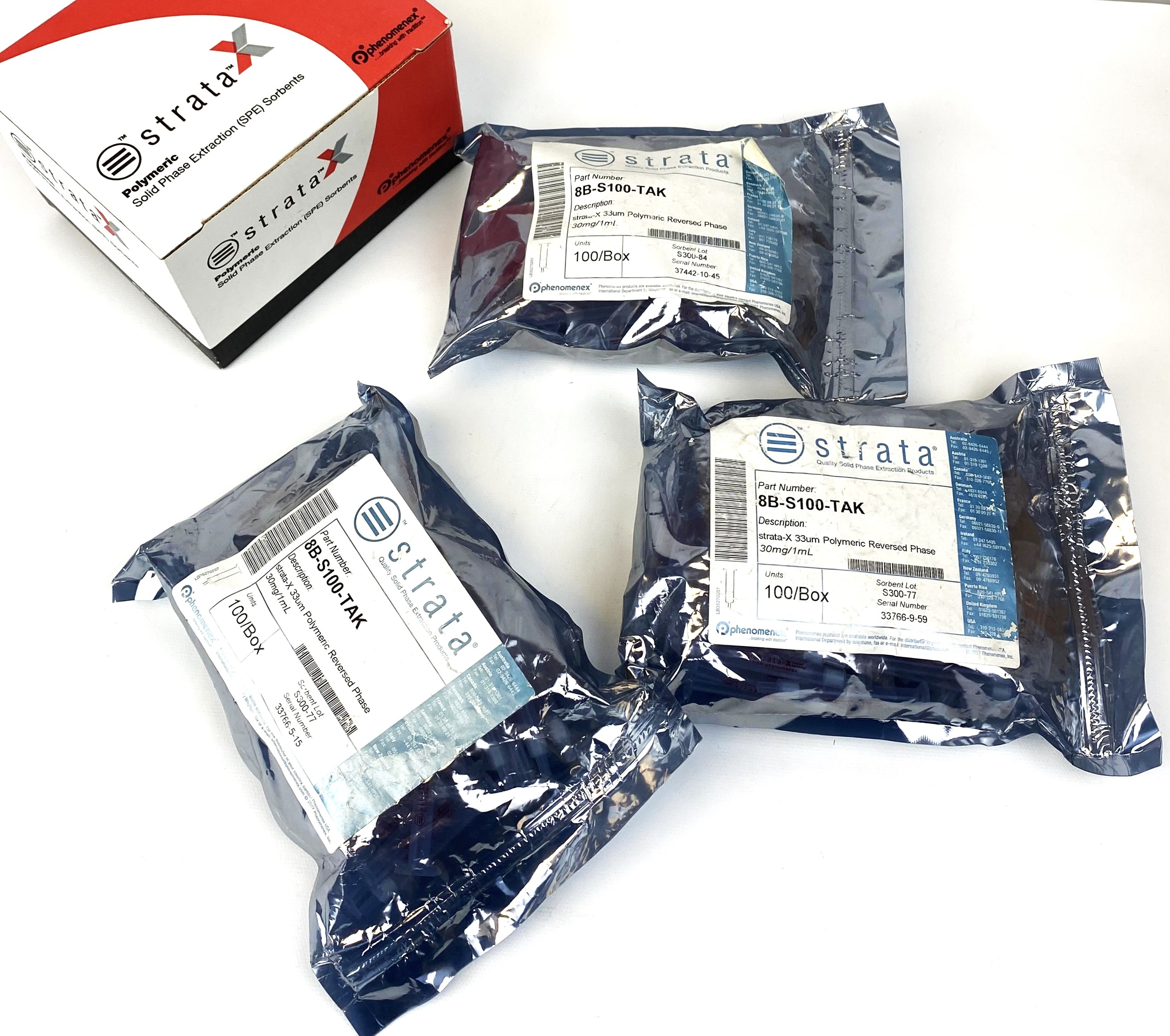 New Open Box Phenomenex Strata-X (8B-S100-TAK) 33µm Polymeric SPE Sorbent (100/Pack)