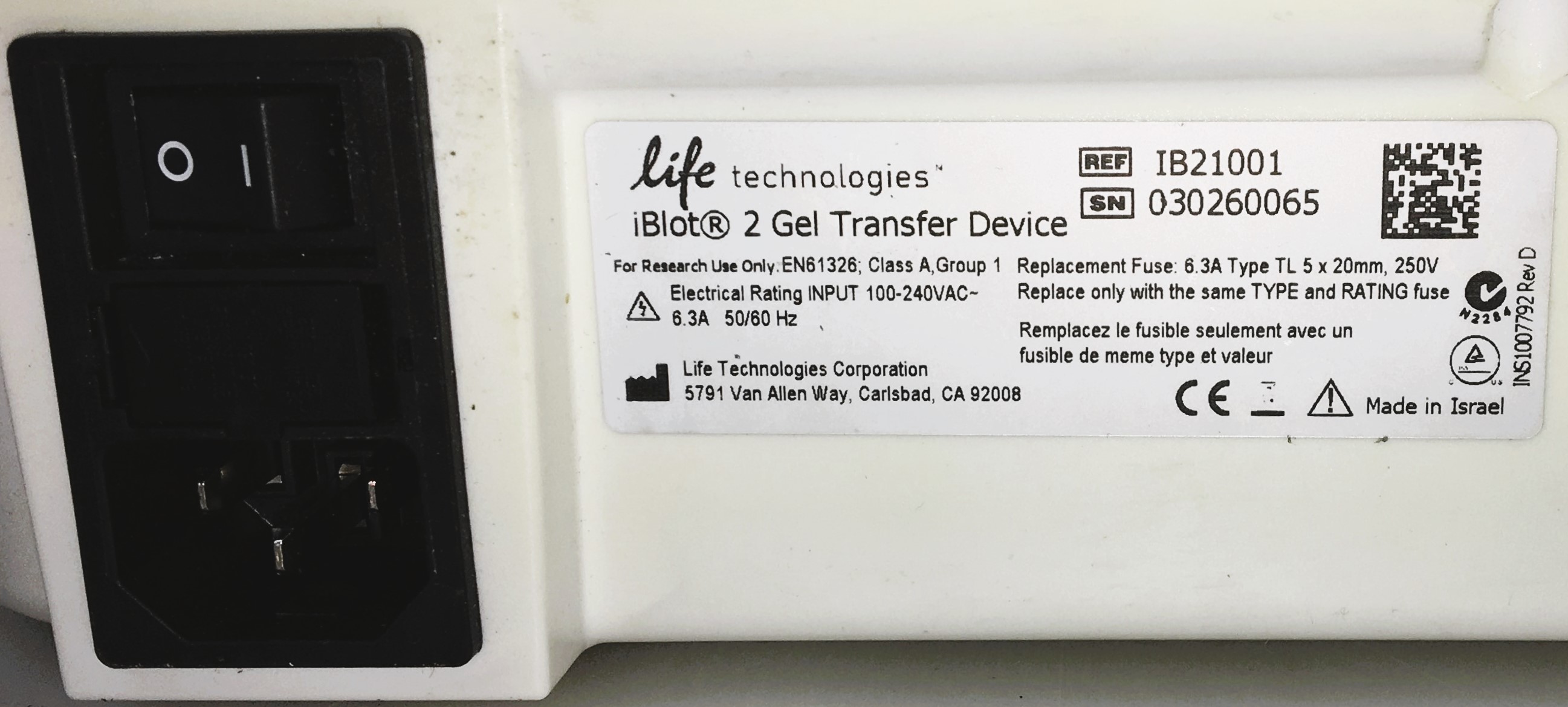 Used Life Technologies iBlot 2 Gel Transfer Device