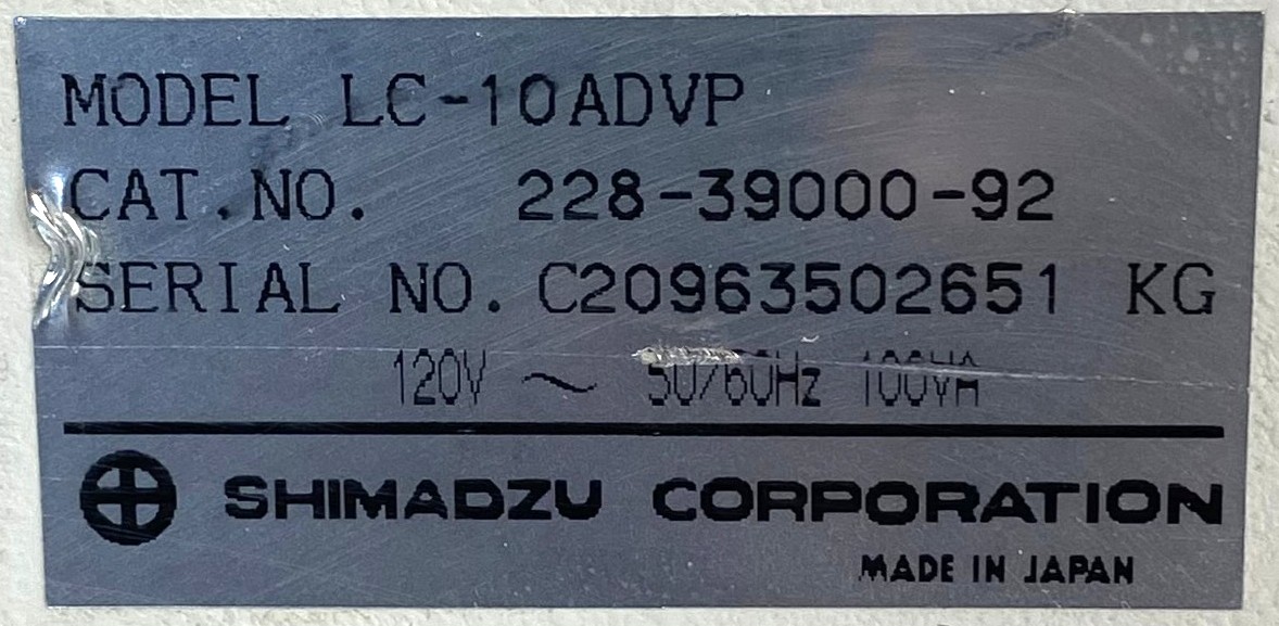 Used Shimadzu LC-10AD VP LC Pump