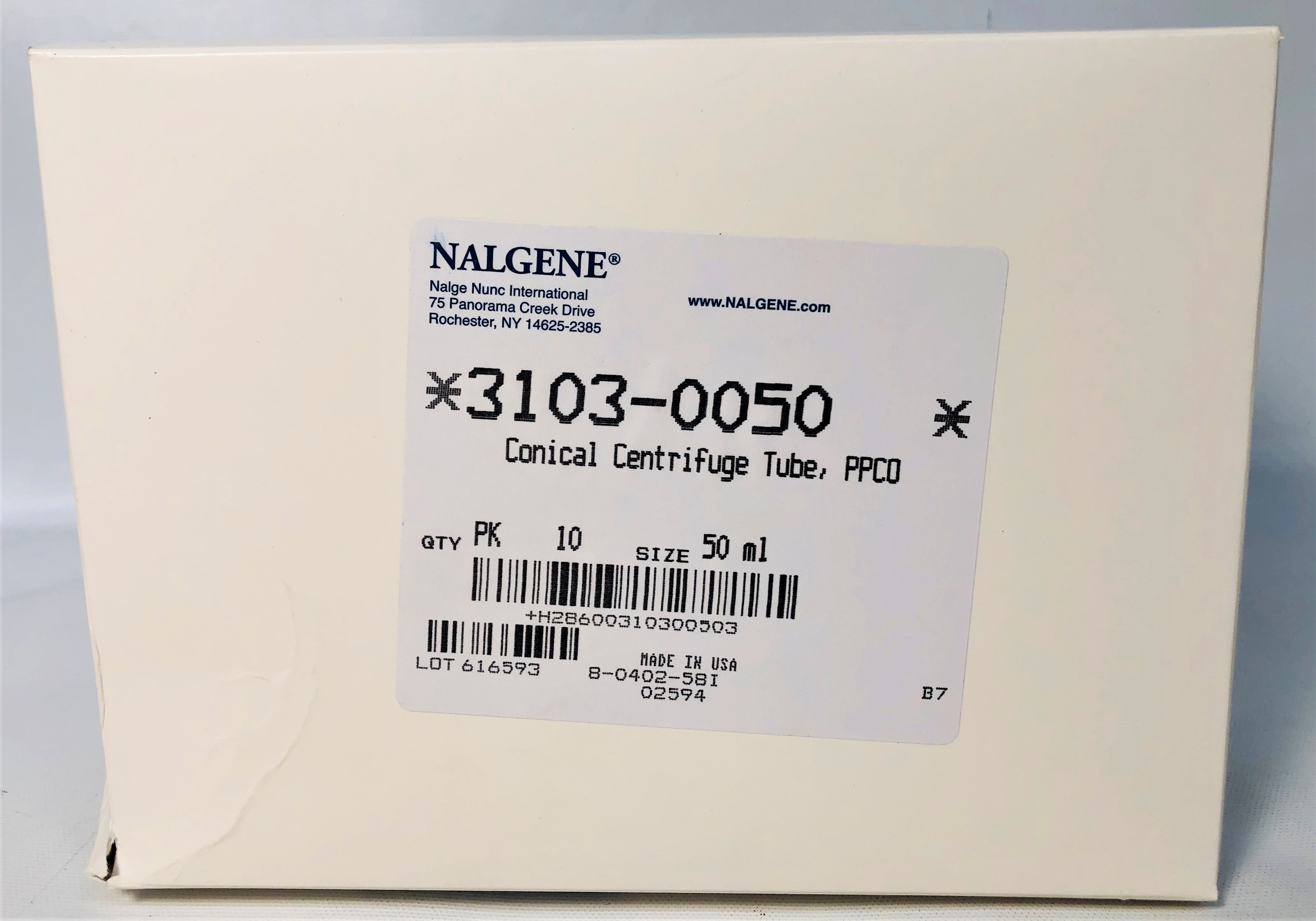 New Open Box Nalgene 3103-0050 Conical Centrifuge Tube - 50mL (Pack of 10)