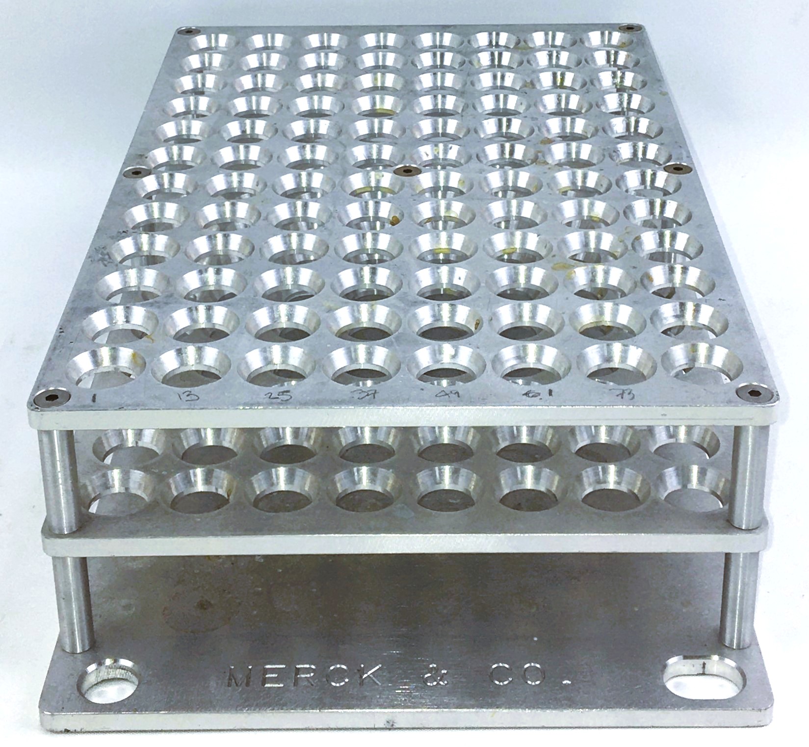 Used Merck 96-Place Mountable Stainless Steel Vial Rack