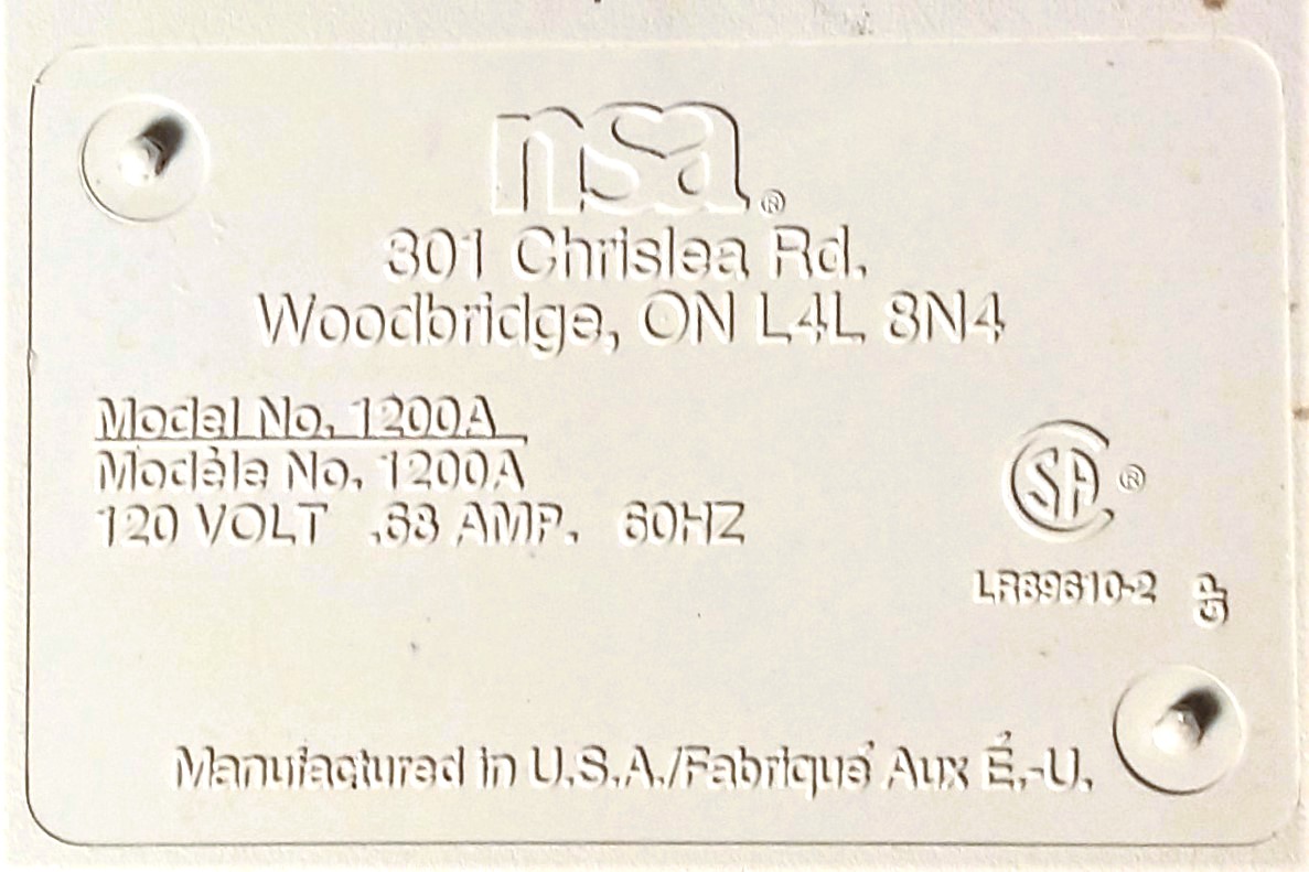 New Open Box NSA 1200A Environmental Air System