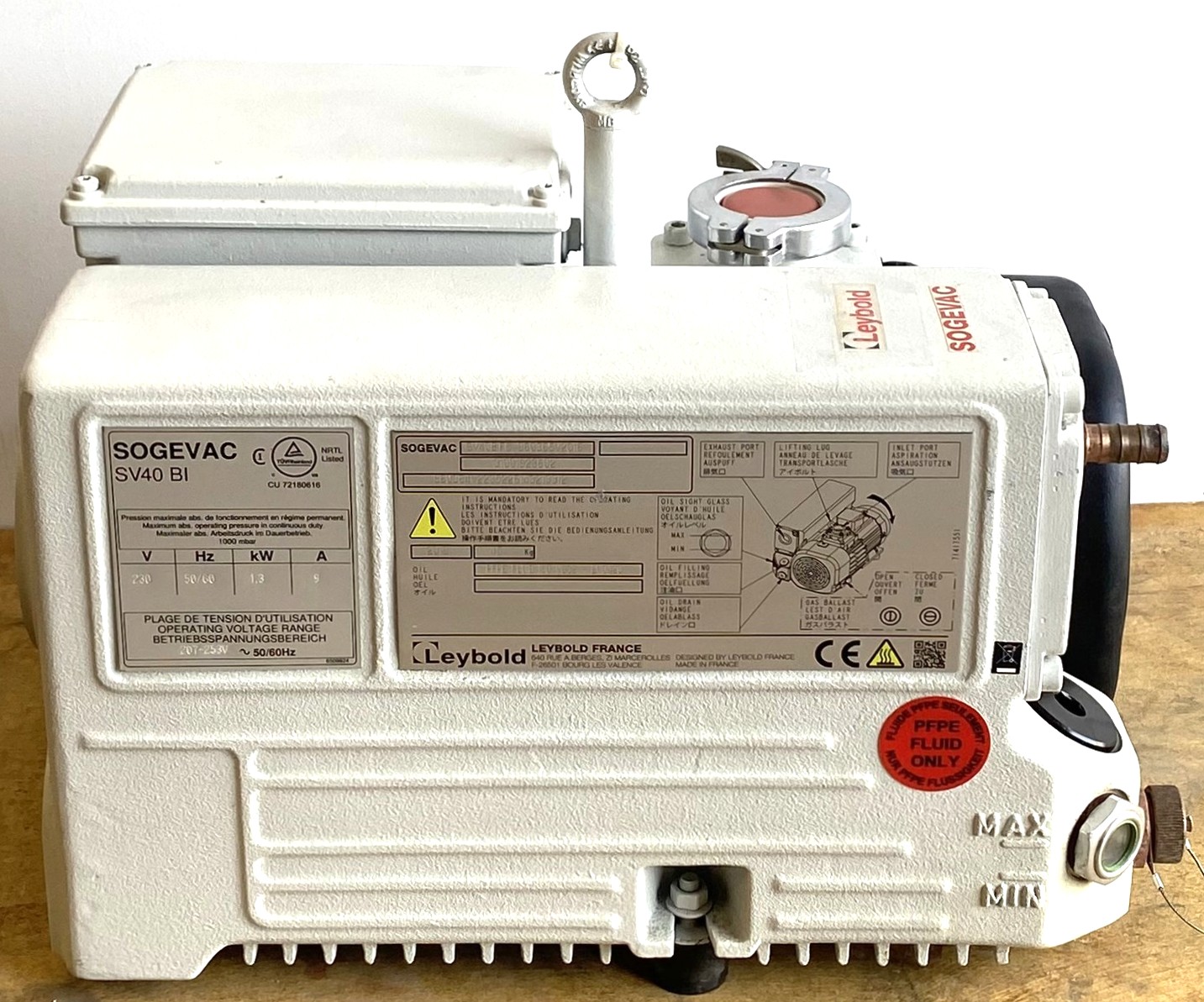 Used Leybold Sogevac SV40 BIFC Rotary Vacuum Pump (22.7-27.7 cfm)