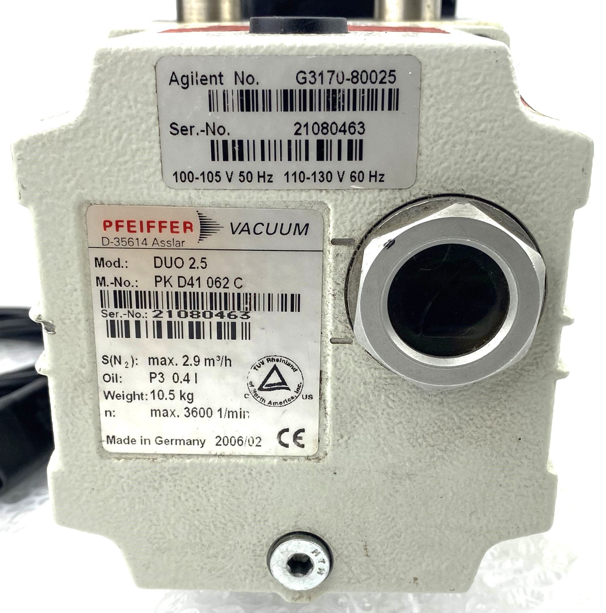 Used Pfeiffer DUO 2.5 (G3170-80025) Rotary Vacuum Pump (2.5cfm)