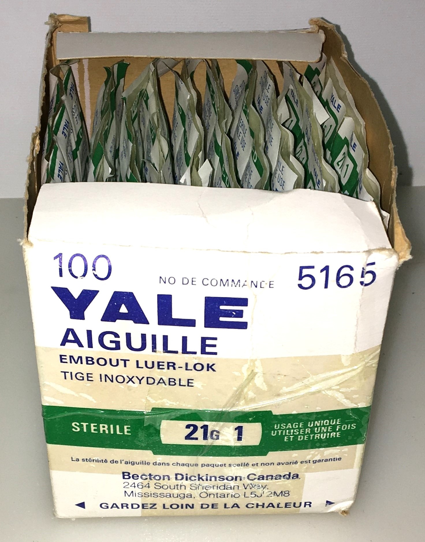 New Open Box B-D 305165 PrecisionGlide Hypodermic Needles 21G x 1" (Box of 100)