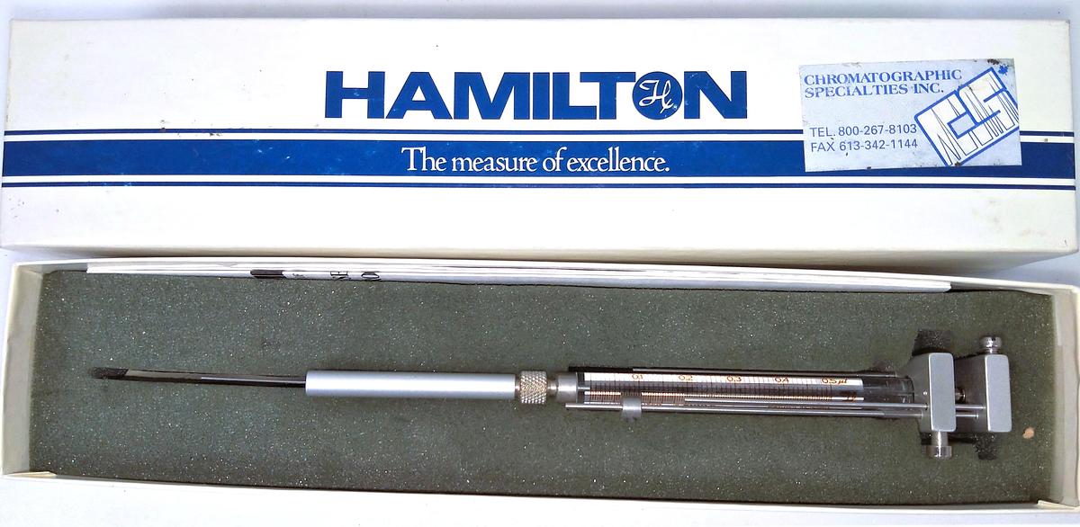 New Open Box Hamilton 86252 Microliter (#7000.5) Injection Syringe with Chaney Adapter (0.5μL)