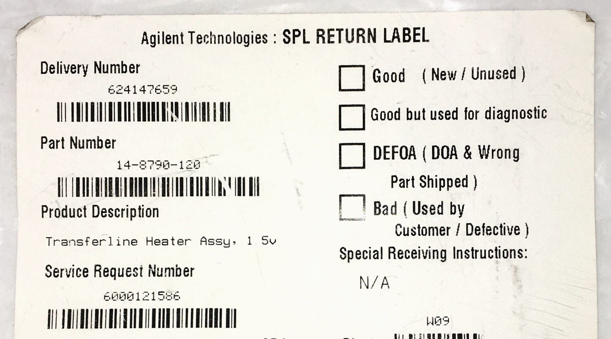 Used Agilent 14-8790-120 Transferline Heater Assembly