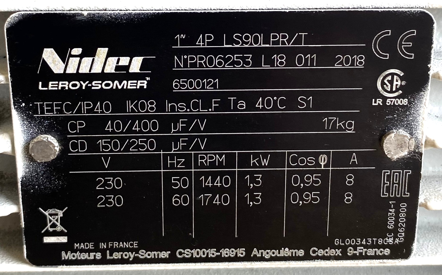 Used Leybold Sogevac SV40 BIFC Rotary Vacuum Pump (22.7-27.7 cfm)