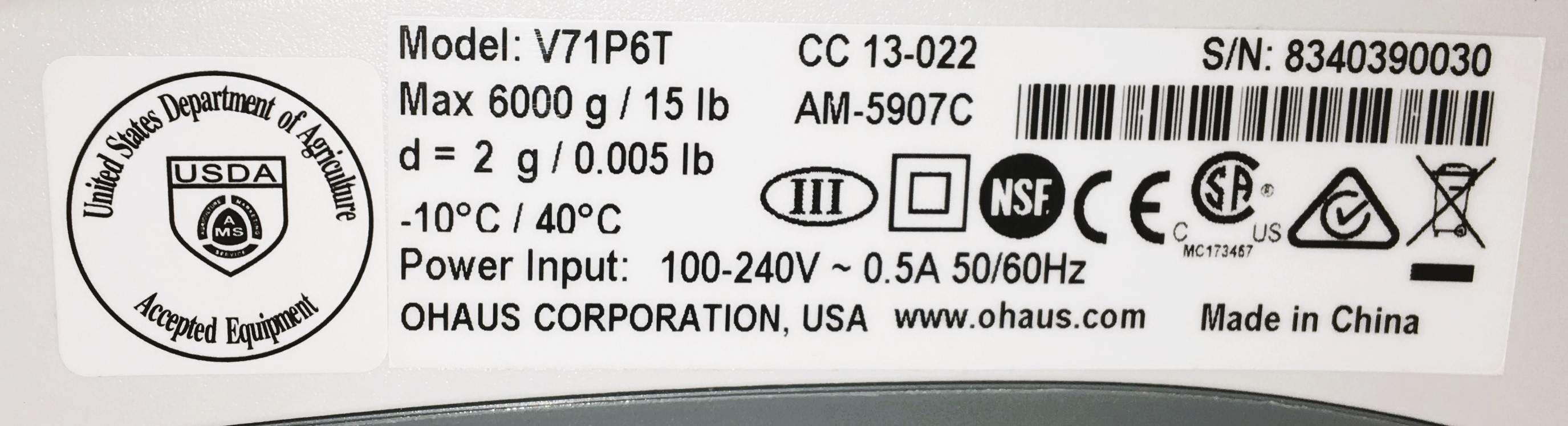 New Open Box Ohaus Valor 7000 Compact Balance (6000g x 2g / 15lb x 0.005lb) 