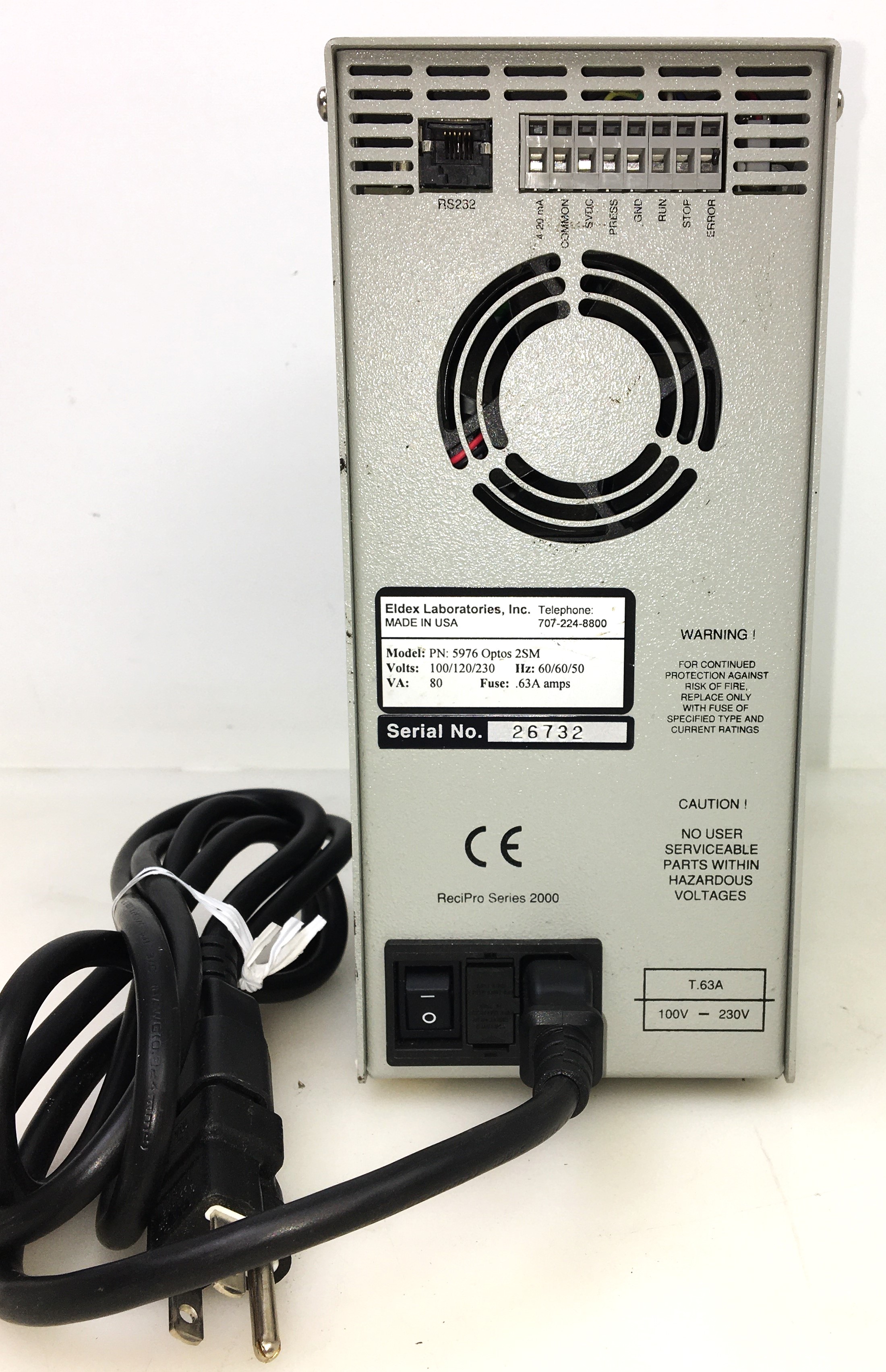 Used Eldex 5976 Optos 2SMP Metering Pump (0-10 mL/min)