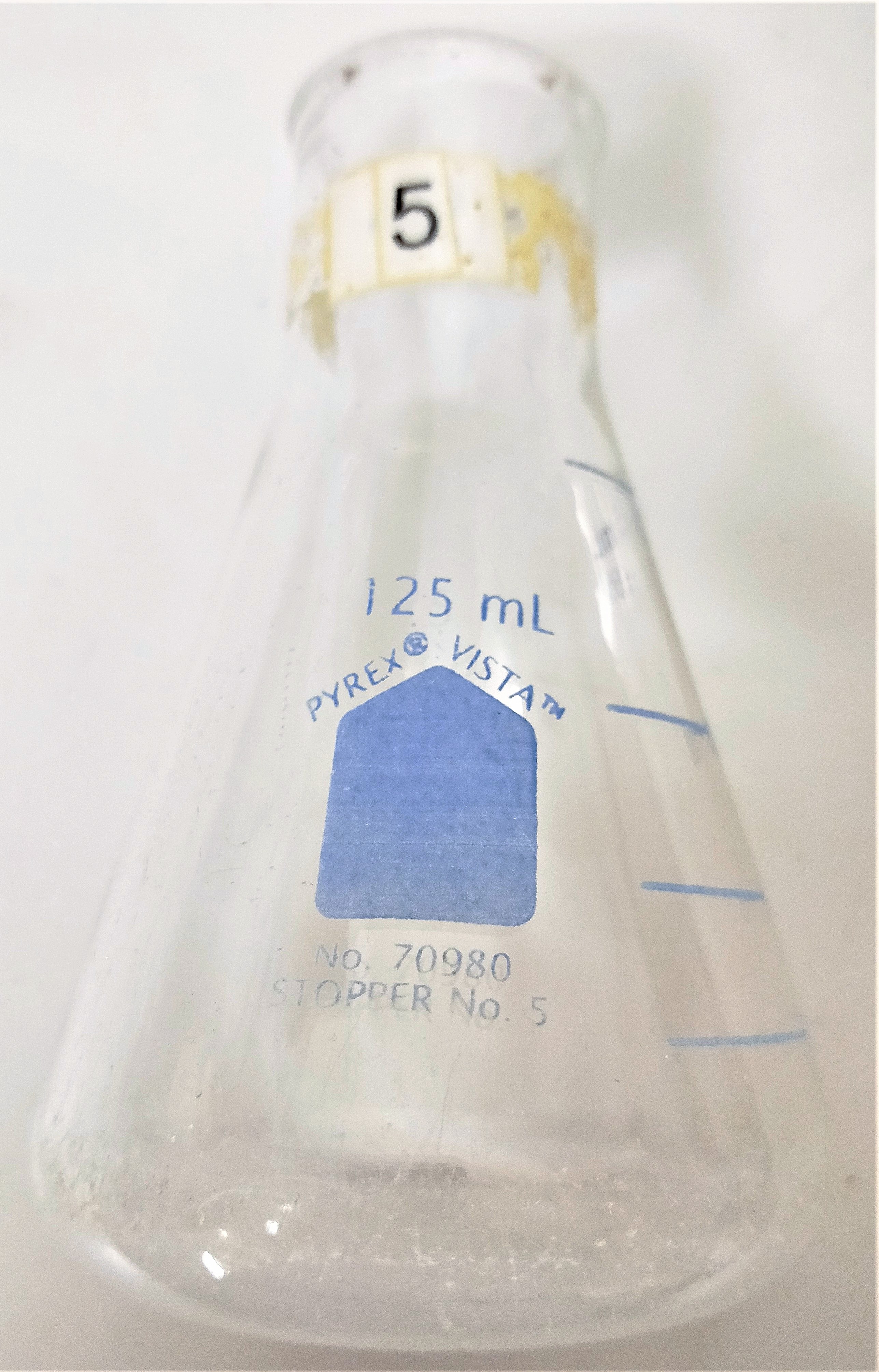 Used Corning PYREX 4980 (or Equivalent) Narrow-Mouth 125mL Erlenmeyer Flask