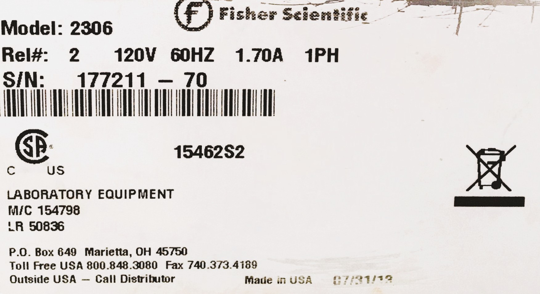 Used Fisher Isotemp 2306 Water Bath (2L)