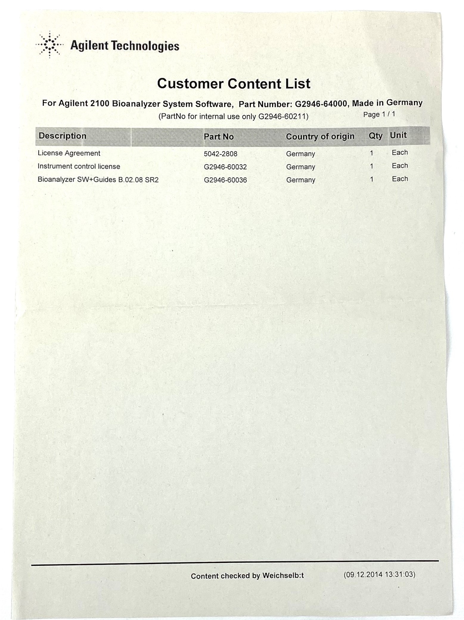 Used Agilent 2100 (G2938B) BioAnalyzer DNA Chip Reader