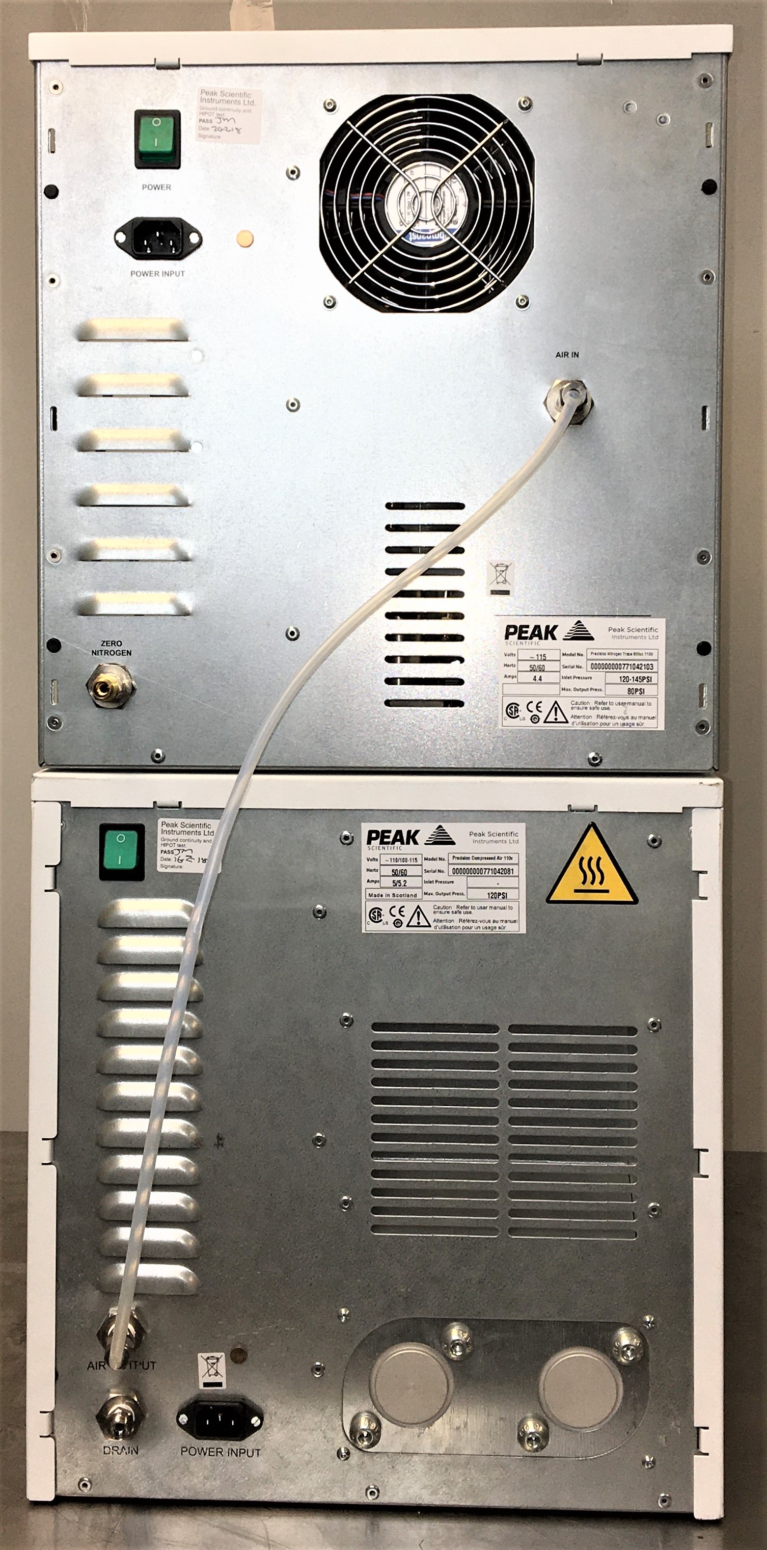 Used Peak Trace 600 Nitrogen Generator with Precision Air Compressor