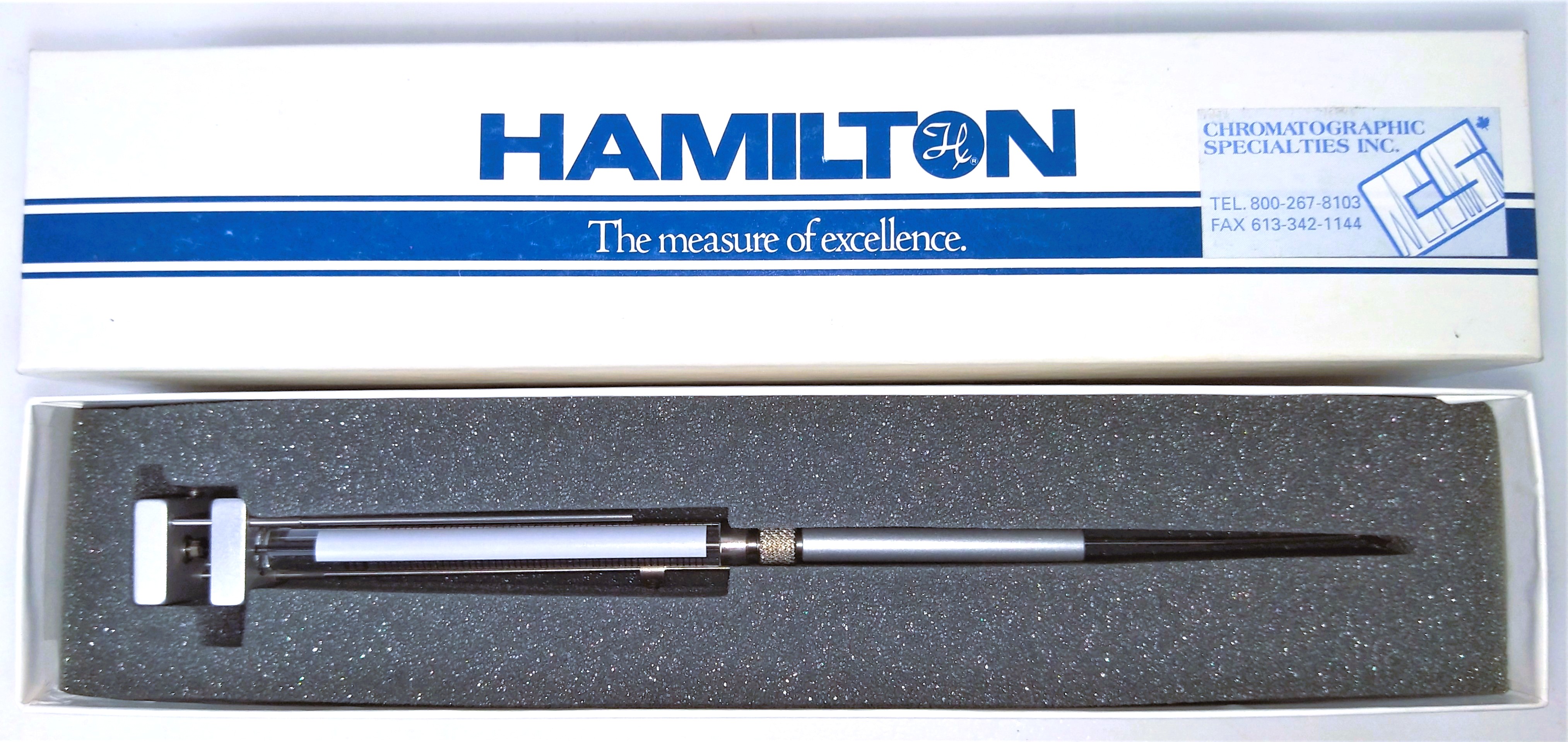 New Open Box Hamilton 86252 Microliter (#7000.5) Injection Syringe with Chaney Adapter (0.5μL)