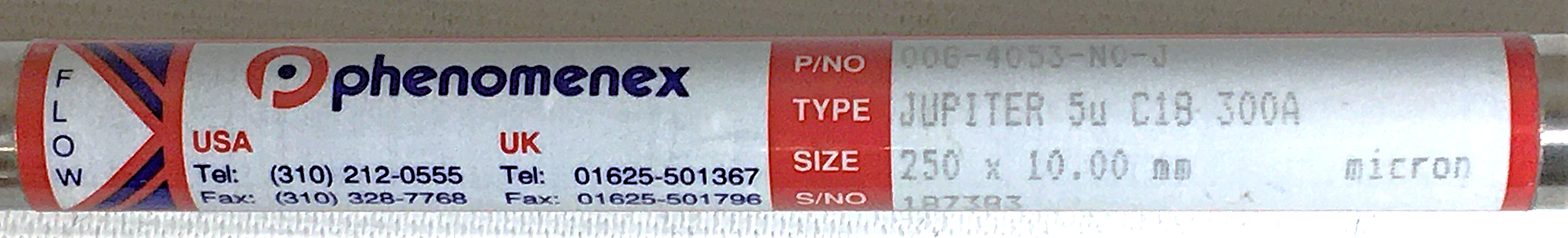 New Open Box Phenomenex Jupiter C18 (00G-4053-N0-J) LC Column (25 cm × 4.6 mm x 5µm)