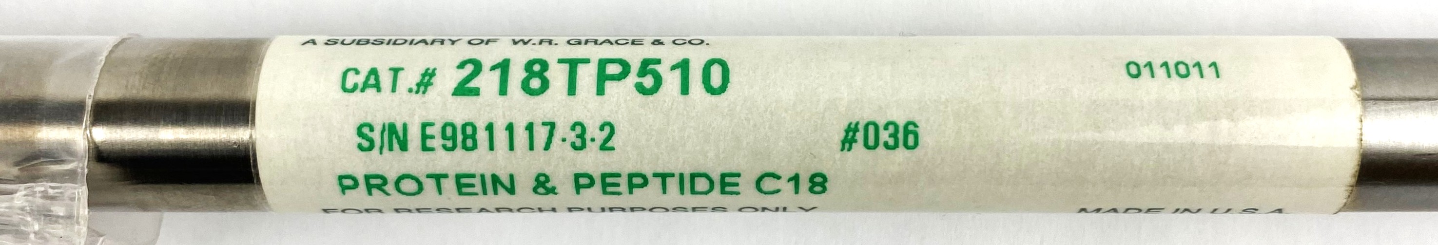 Used Vydac 218TP510 C18 Semi-Preparative LC Column (25 cm × 10 mm x 5µm)