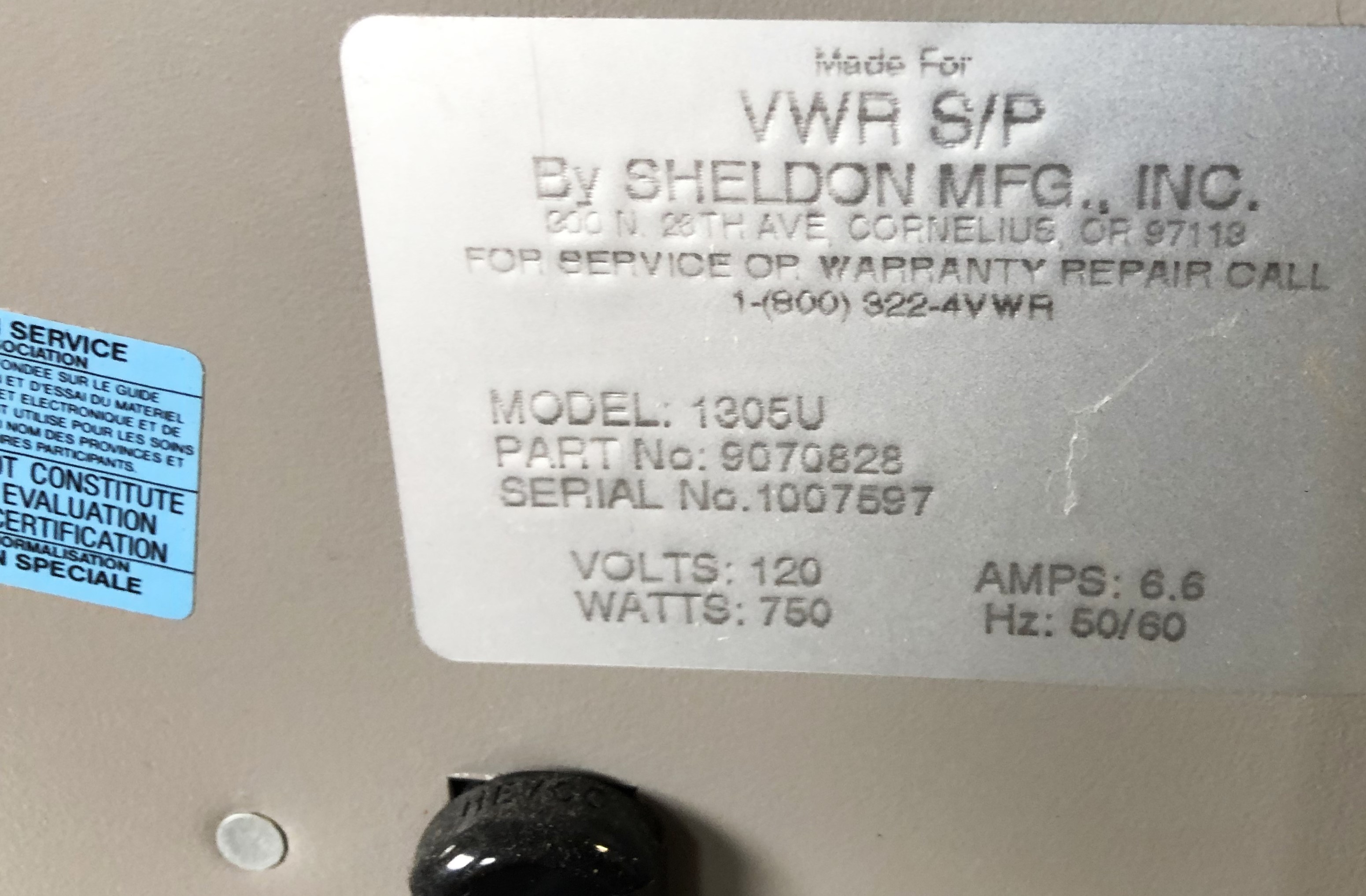 Used VWR (Shel-Lab) 1305U Gravity-Convection Oven (2 Cu-Ft)