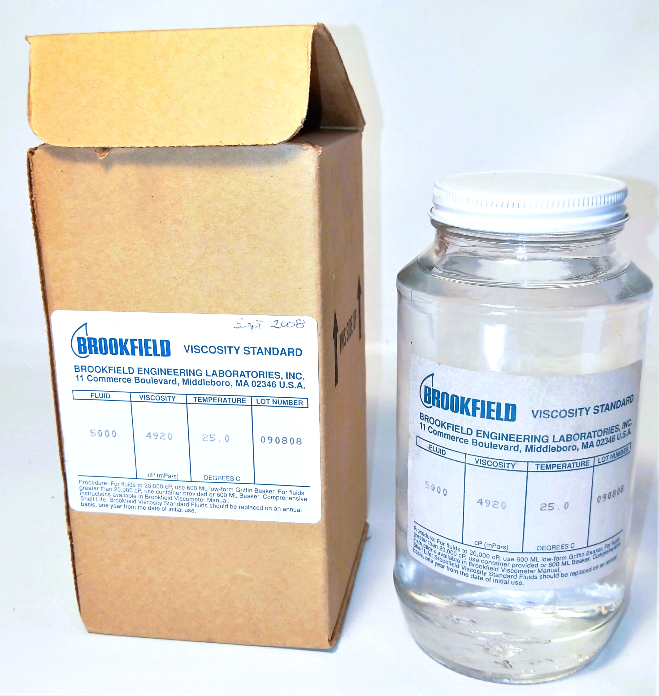 New Brookfield #5000 Viscosity Standard (5,000cp)