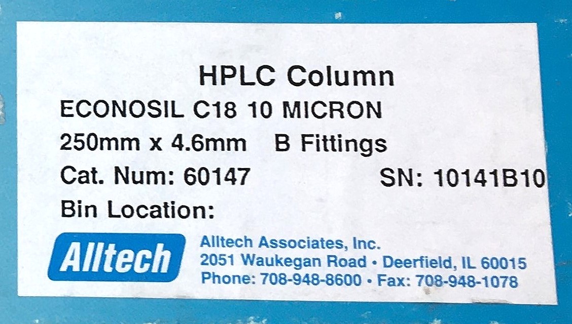 Used Alltech Econosil C18 LC Column (25 cm × 4.6 mm x 10µm)