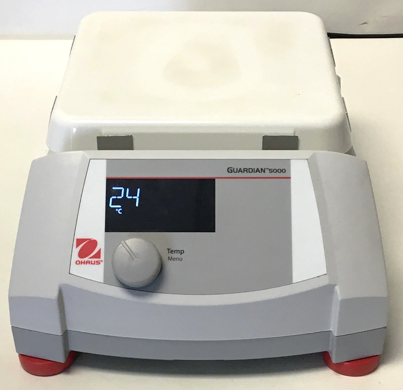 Used Ohaus Guardian 5000 (e-G51HP07C) Digital Hot Plate (7" x 7" Plate)