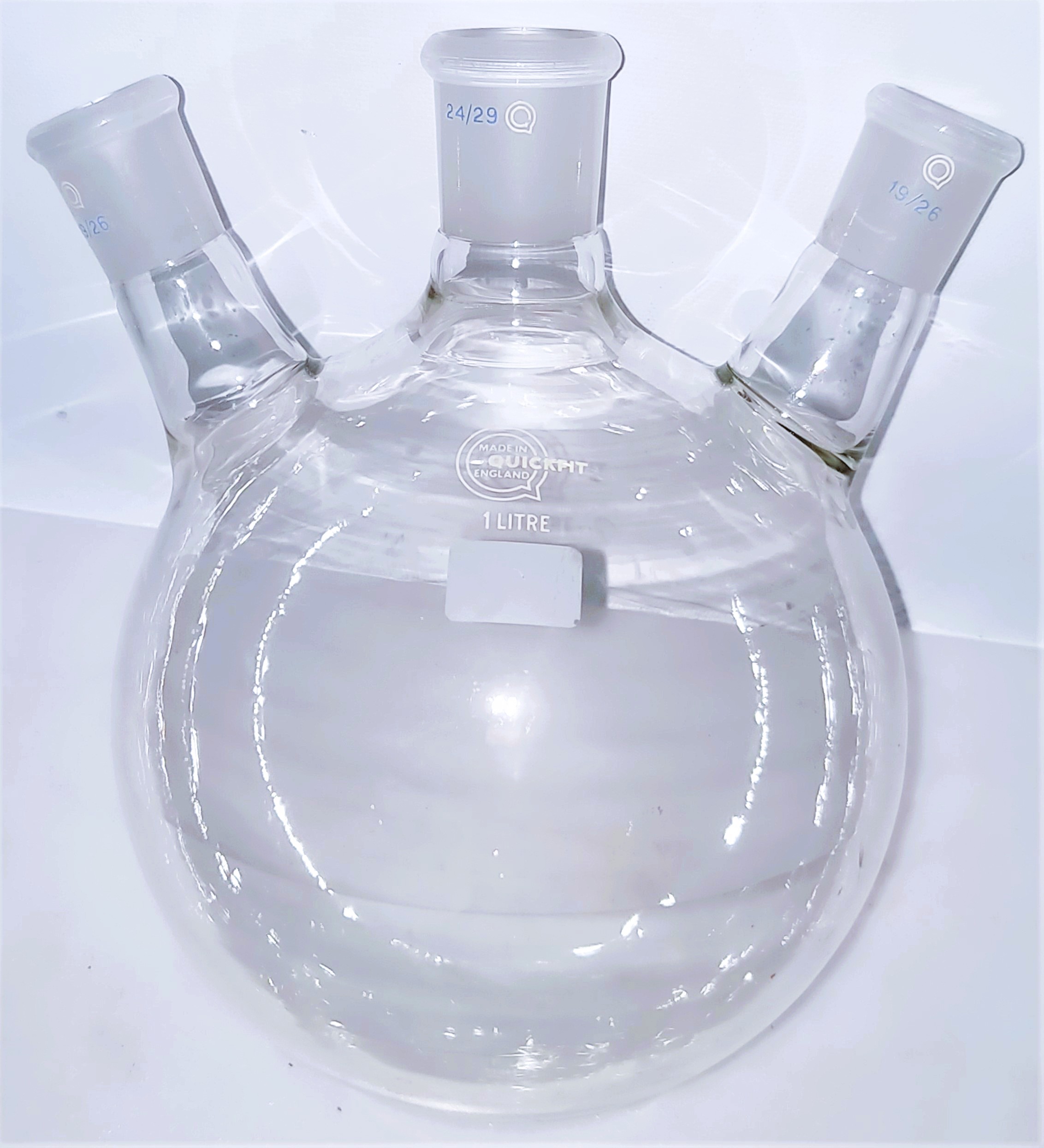 Used QuickFit FR1L/3S/22A 3-Neck 1000mL Round-Bottom Flask