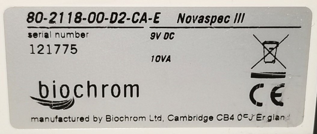 As is Biochrom Novaspec III Visible Spectrophotometer (330 to 830nm)